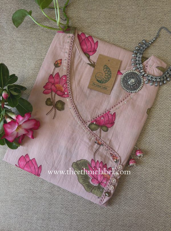 Siksha Peach Angrakha Cotton kurta