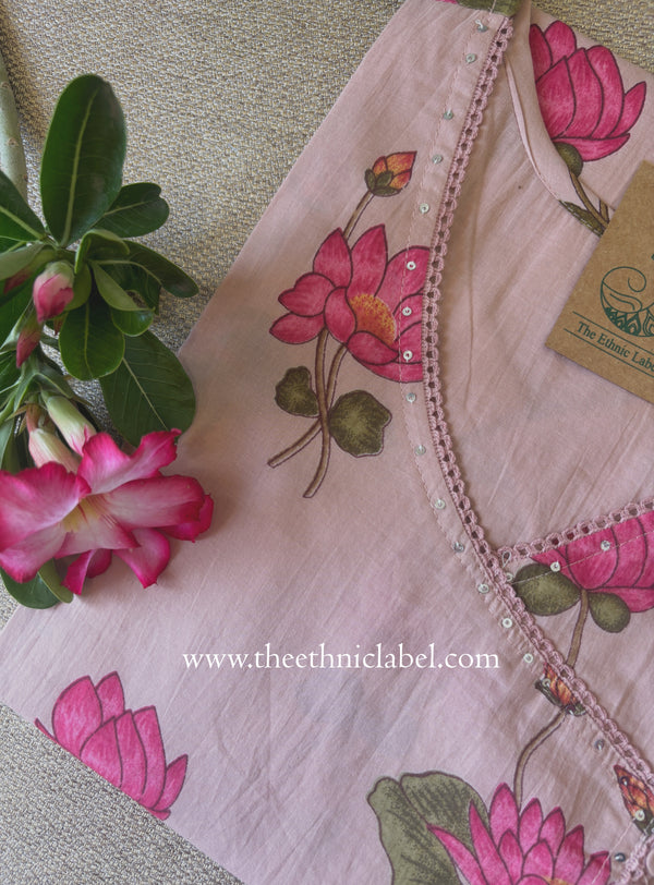 Siksha Peach Angrakha Cotton kurta