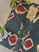"Vriksh" Bottle Green Printed Cotton kurta