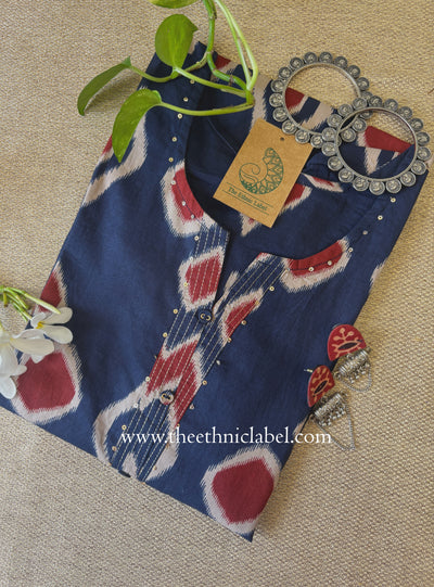 "Zariya" Blue Printed Cotton kurta