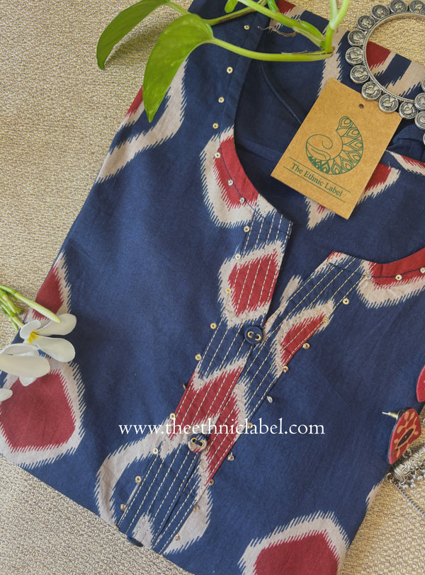 "Zariya" Blue Printed Cotton kurta