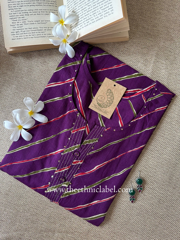 "Pachrang" Lehriya Printed Cotton kurta