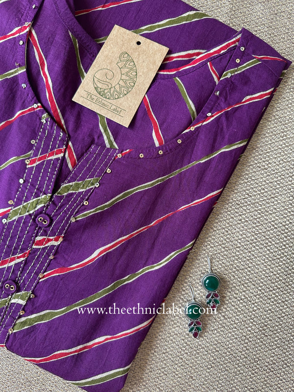 "Pachrang" Lehriya Printed Cotton kurta