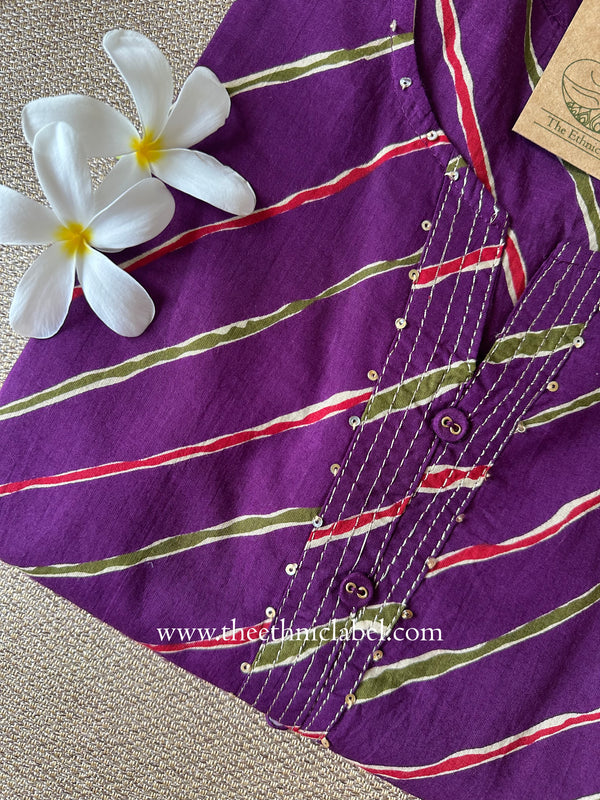 "Pachrang" Lehriya Printed Cotton kurta
