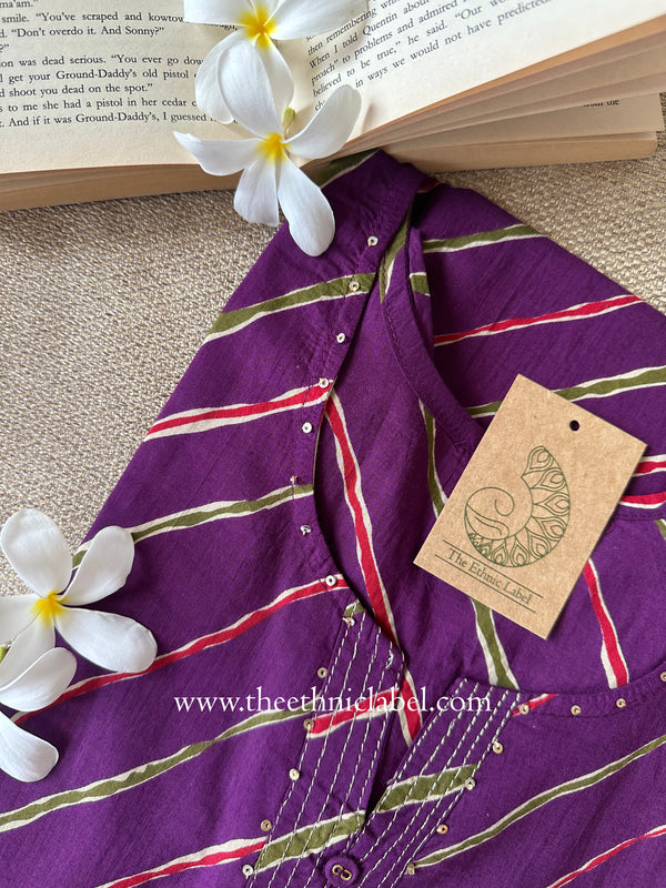 "Pachrang" Lehriya Printed Cotton kurta