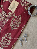 "Rumi" Maroon Cotton kurta - Big Size