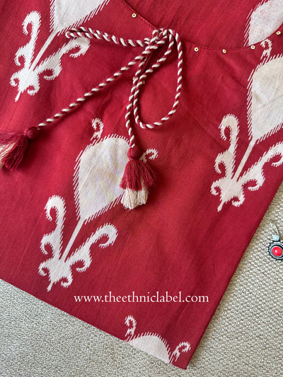 "Shuddh" Red Tassel Cotton kurta - Big Size