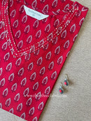 "Purab" Red Cotton kurta - Big Size
