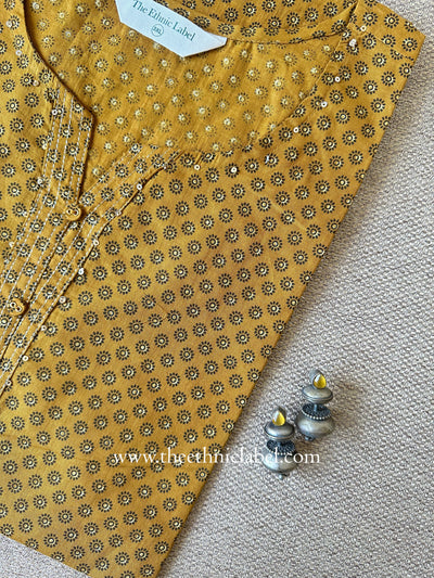"Shringaar" Mustard Cotton kurta - Big Size