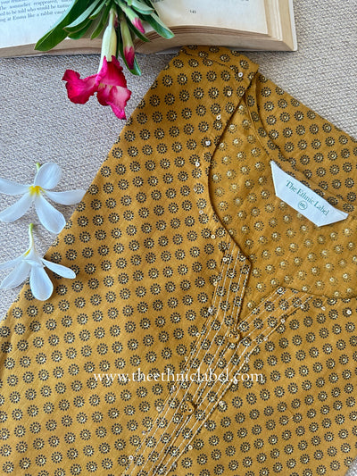 "Shringaar" Mustard Cotton kurta - Big Size
