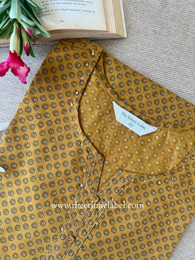 "Shringaar" Mustard Cotton kurta - Big Size