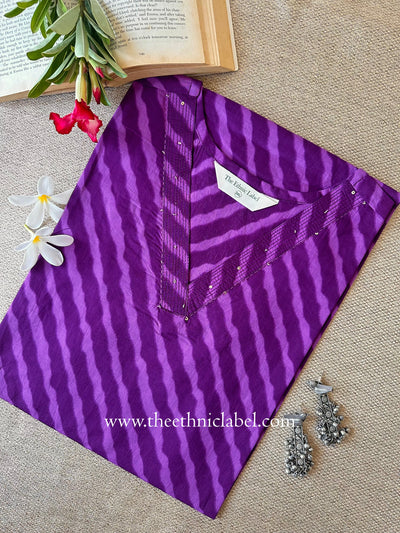"Siya" Lehriya Printed Cotton kurta - Big Size