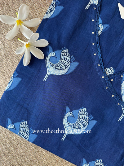 "Riwaaz" Blue Cotton kurta - Big Size