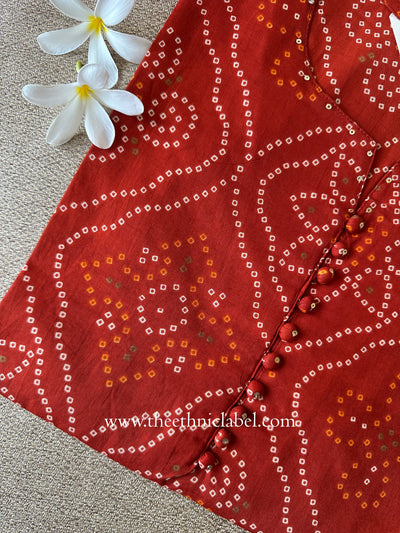 "Bindu" Bandhani Printed Cotton kurta - Big Size