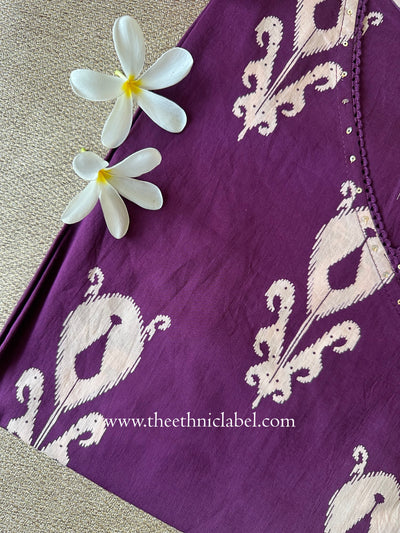 "Bhanwar" Purple Printed Cotton kurta - Big Size