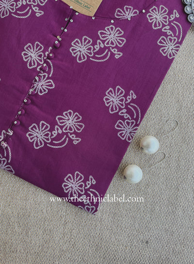 "Mudra" Magenta Cotton kurta - Big Size