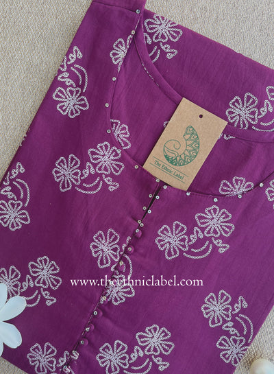 "Mudra" Magenta Cotton kurta - Big Size