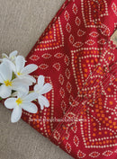 "Ritu" Red Bandhani Printed Cotton kurta - Big Size