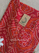 "Ritu" Red Bandhani Printed Cotton kurta - Big Size