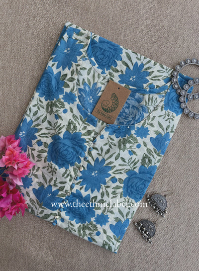 "Anamika" Cream Cotton kurta - Big Size