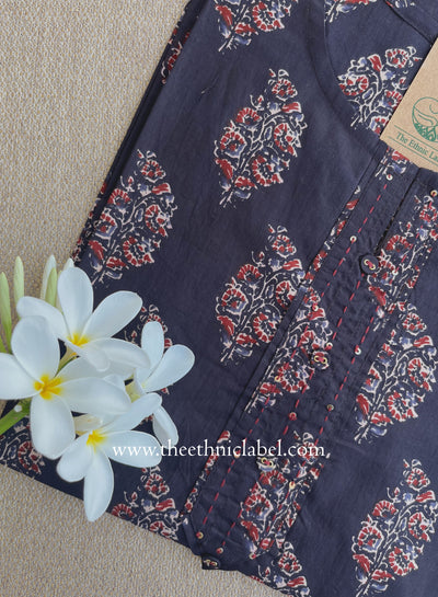 "Nagma" Black Cotton kurta - Big Size
