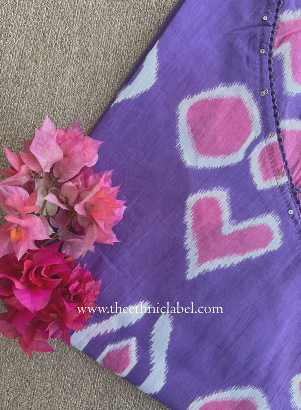 "Mandira" Purple Cotton kurta - Big Size