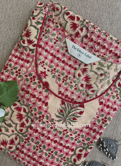 "Muskan" Hand Block Printed Bagru Cotton kurta