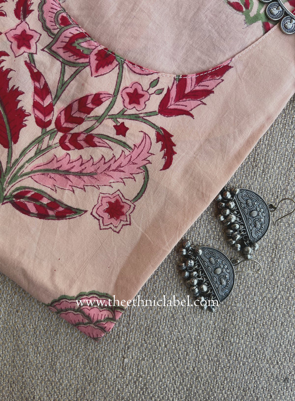 "Mumtaz" Hand Block Printed Bagru Cotton kurta