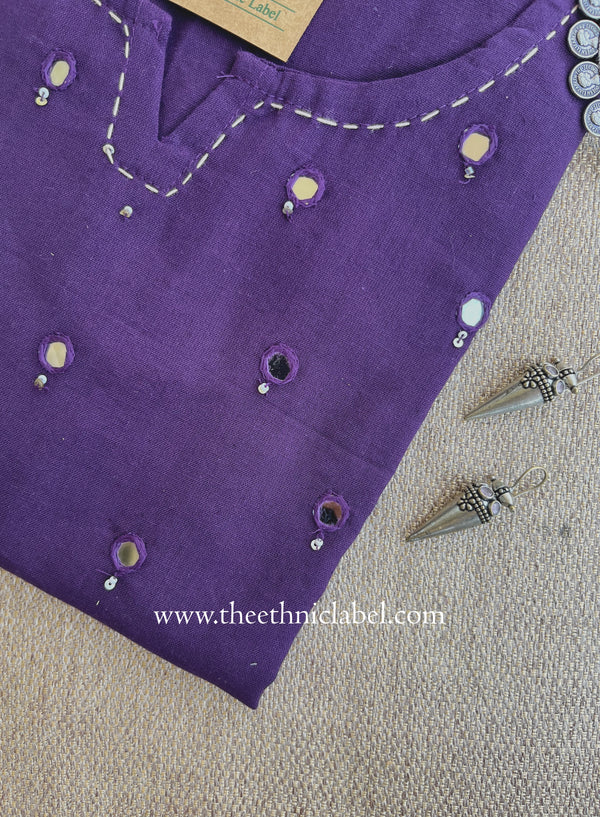 "Mumtaz" Purple Mirror Work Cotton kurta