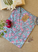 "Dua" Blue Cotton kurta - Big Size