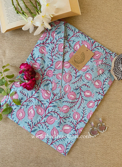 "Dua" Blue Cotton kurta - Big Size