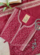 "Mallika" Maroon Cotton Kurta Set with Cotton Dupatta(3pc)