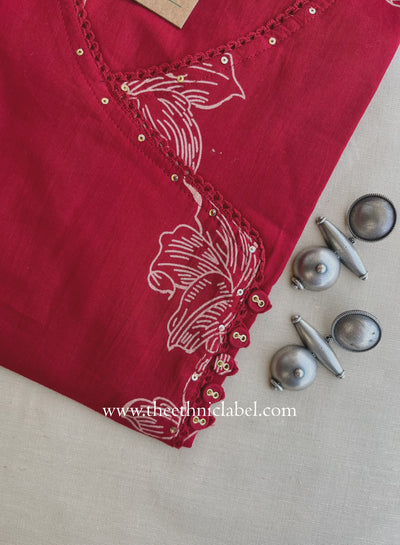 Viras Maroon Printed Cotton kurta