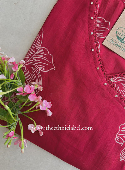 Viras Maroon Printed Cotton kurta