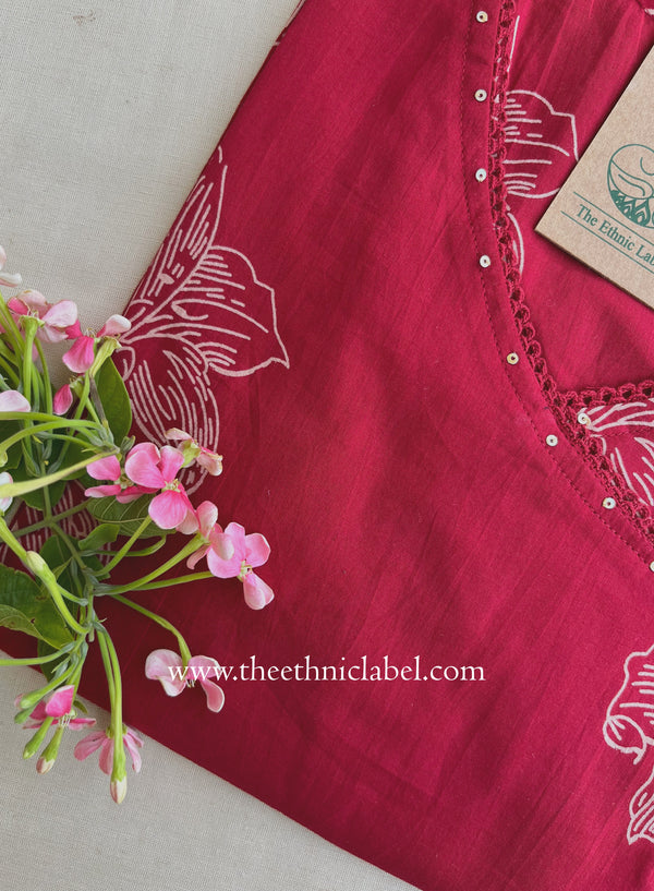"Viras" Maroon Printed Cotton kurta