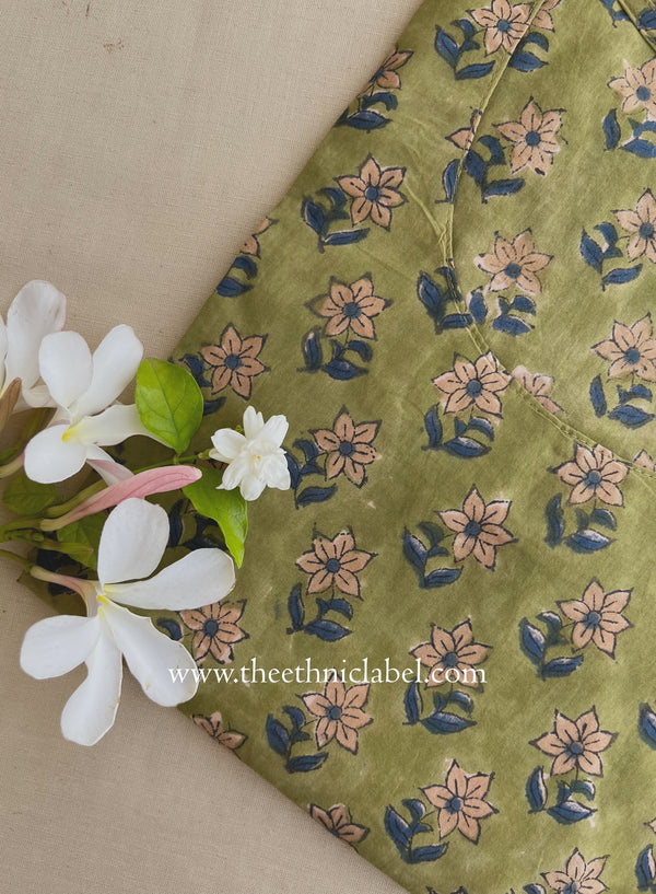 "Virasat" Hand Block Printed Green Cotton kurta