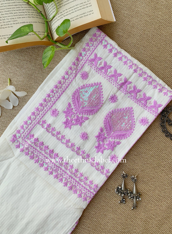 "Sutrika" Lavender Embroidered Cotton kurta