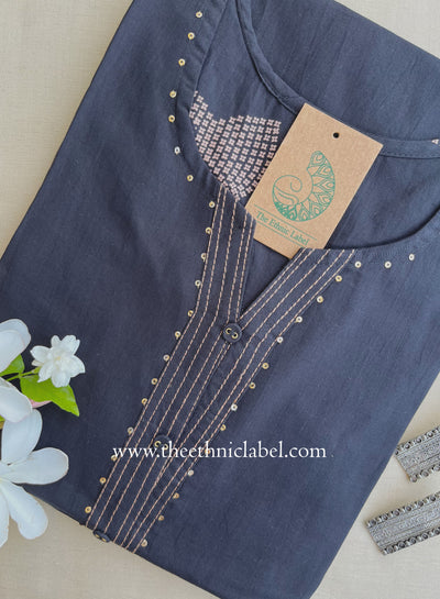 "Tiona" Black Printed Cotton kurta