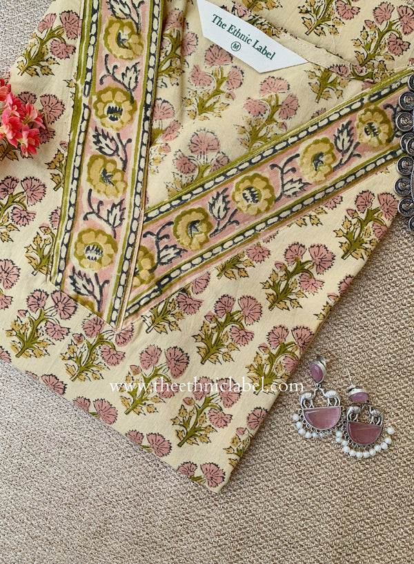"Mittika" Hand Block Printed Bagru Cotton kurta