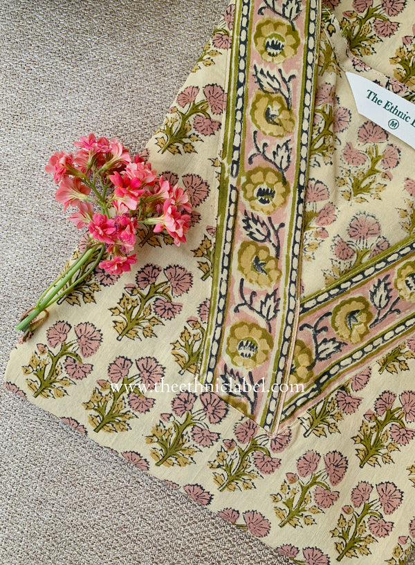 "Mittika" Hand Block Printed Bagru Cotton kurta