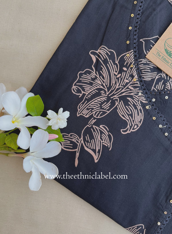 "Viras" Black Printed Cotton kurta