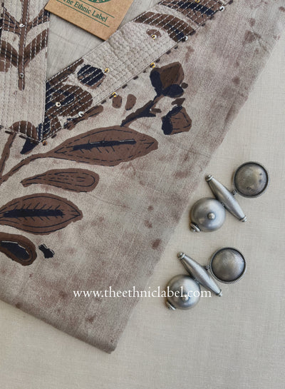 "Heer" Grey Brown Printed Cotton kurta