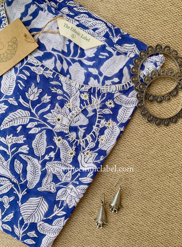 "Reya" Hand Block Printed Cotton kurta