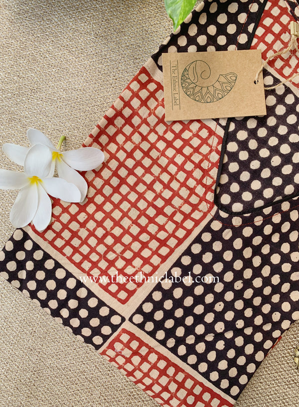 "Tarang" Hand Block Printed Bagru Cotton kurta