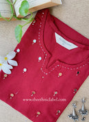 "Mumtaz" Maroon Mirror Work Cotton kurta