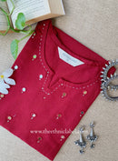 "Mumtaz" Maroon Mirror Work Cotton kurta