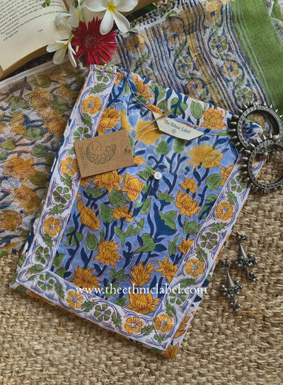 "Sumiran" Hand Block Printed Cotton kurta with dupatta (2pc)