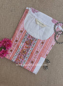 Mahal Printed Cream-Peach Cotton kurta