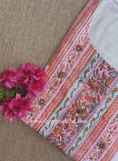 Mahal Printed Cream-Peach Cotton kurta