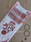 Mahal Printed Cream-Peach Cotton kurta